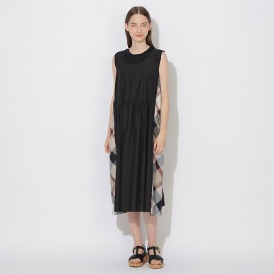 ＜BLUE LABEL CRESTBRIDGE (Women)＞【ＷＥＢ限定】ナイロンコットンタフタパーシャルチェックジャンパースカート