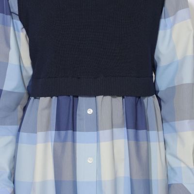 ブルーレーベルクレストブリッジ38ニットコンビブラウス WEB限定】クレストブリッジチェックニットコンビドレス | BLUE