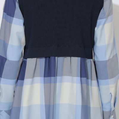 新品 ブルーレーベルクレストブリッジ チェックニットカットソー WEB限定】クレストブリッジチェックニットコンビドレス | BLUE