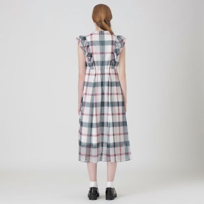 トリコットチェックフリルスリーブドレス | BLUE LABEL CRESTBRIDGE