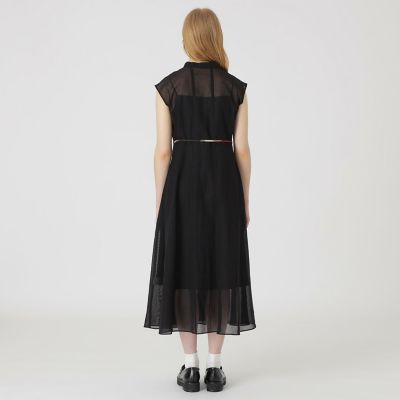 店舗限定】シアーストライプノースリーブドレス | BLUE LABEL