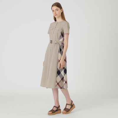 フロントポケットパーシャルチェックドレス | BLUE LABEL CRESTBRIDGE