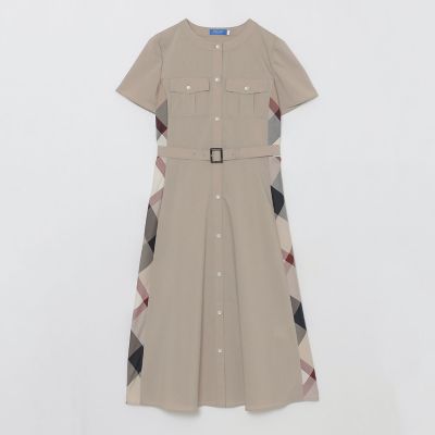 フロントポケットパーシャルチェックドレス | BLUE LABEL CRESTBRIDGE