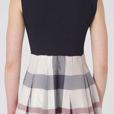クレストブリッジチェックシアーボイルニットコンビドレス | BLUE