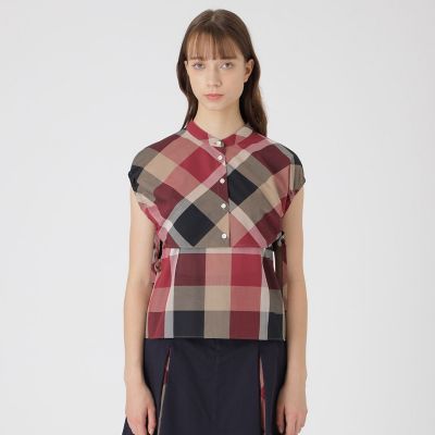 ＜BLUE LABEL CRESTBRIDGE (Women)＞【接触冷感】【吸水速乾】クレストブリッジチェッククールドライブラウス