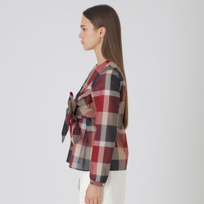 クレストブリッジチェックシアーボイルリボンブラウス | BLUE LABEL