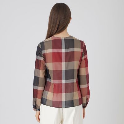 クレストブリッジチェックシアーボイルリボンブラウス | BLUE LABEL 【新品】BLUE LABEL CRESTBRIDGE ボイルブラウス