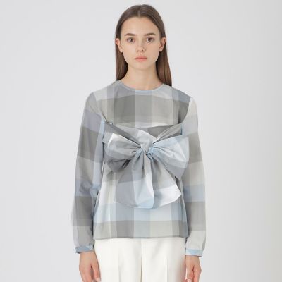 クレストブリッジチェックシアーボイルリボンブラウス | BLUE LABEL