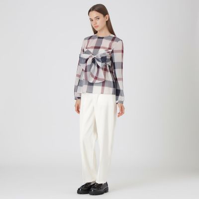 クレストブリッジチェックシアーボイルリボンブラウス | BLUE LABEL