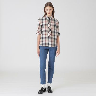 クレストブリッジ　チェックブラウス 一部店舗限定】クレストブリッジチェックブラウス（ブラウス）｜BLUE