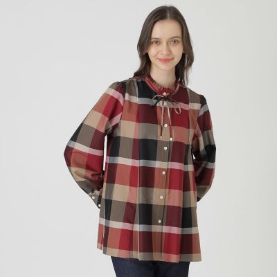 ＜BLUE LABEL CRESTBRIDGE (Women)＞クレストブリッジチェックライトクロッシングツイルフレアブラウス