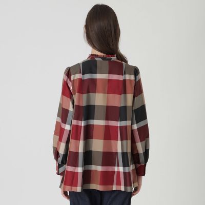 クレストブリッジチェックライトクロッシングツイルフレアブラウス