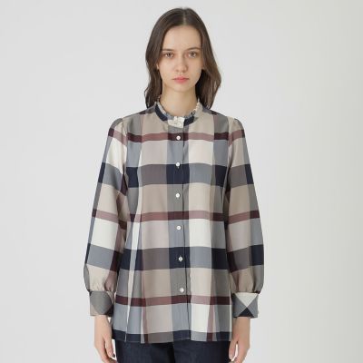 クレストブリッジチェックライトクロッシングツイルフレアブラウス