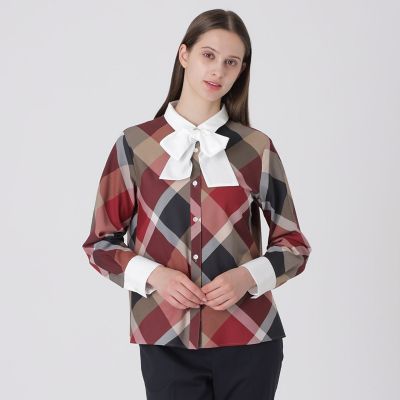 ＜BLUE LABEL CRESTBRIDGE (Women)＞クレストブリッジチェックリボンブラウス
