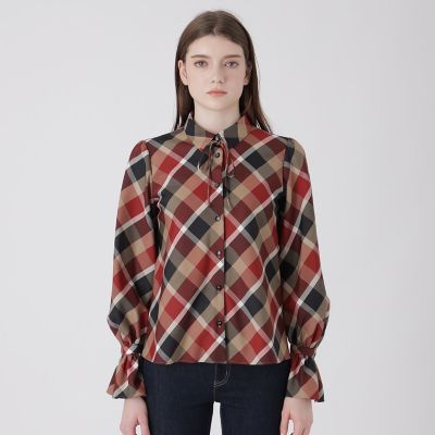 ✨未使用級/現行✨ブルーレーベルクレストブリッジ トップス バルーン袖 チェック クレストブリッジチェックキャンディスリーブブラウス | BLUE LABEL