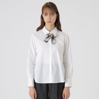 ＜BLUE LABEL CRESTBRIDGE (Women)＞ソリッドブロードリボンタイ付きシャツ