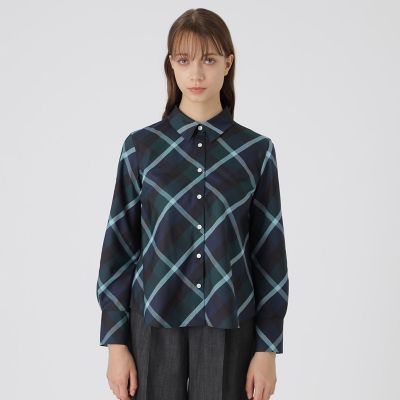 クレストブリッジチェックハーフスパンツイルリボンタイ付きシャツ