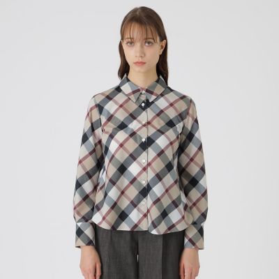 クレストブリッジチェックハーフスパンツイルリボンタイ付きシャツ