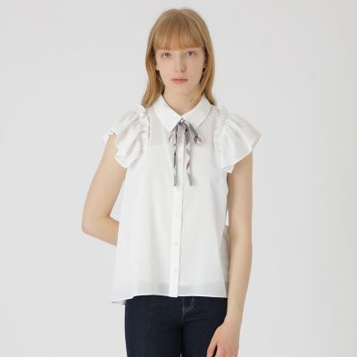 フリルスリーブシアーブラウス | BLUE LABEL CRESTBRIDGE (Women