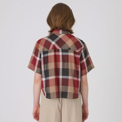 吸水速乾】【防シワ】クレストブリッジチェックカラミクロスブラウス