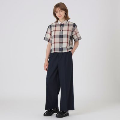 吸水速乾】【防シワ】クレストブリッジチェックカラミクロスブラウス