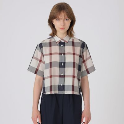 吸水速乾】【防シワ】クレストブリッジチェックカラミクロスブラウス