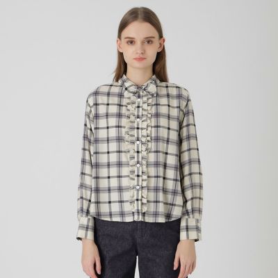 ＜BLUE LABEL CRESTBRIDGE (Women)＞【店舗限定】クレストブリッジチェックツイルドビーオーバーペンシャツ