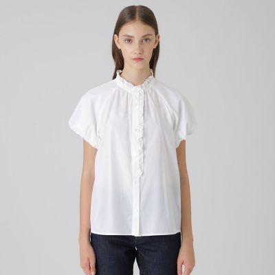 ＜BLUE LABEL CRESTBRIDGE (Women)＞ドライクリアシャンブレーフリルブラウス