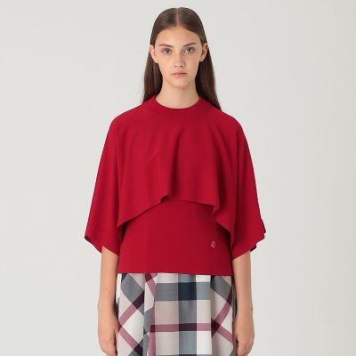 ＜BLUE LABEL CRESTBRIDGE (Women)＞ドライレーヨンストレッチケープ付きニット