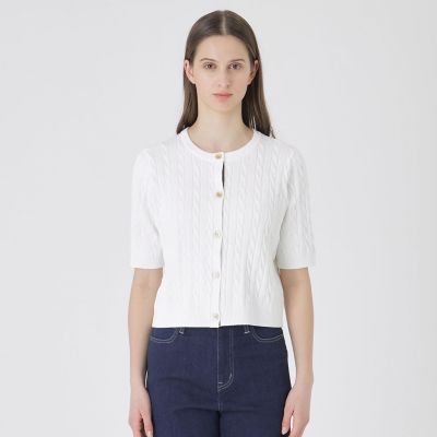 コットンポリエステルケーブルニットカーディガン | BLUE LABEL