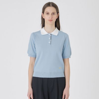 美品 ブルブレ Blu Bre 高級長袖ニットポロシャツ 白 S 日本製 コットンポリエステルニットポロ | BLUE LABEL CRESTBRIDGE (Women