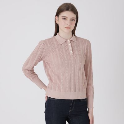 新品✩.*˚プライド　ペイズリー柄 シルク シアー ニット　　38 シアーニットトップス | BLUE LABEL CRESTBRIDGE (Women)/ブルー