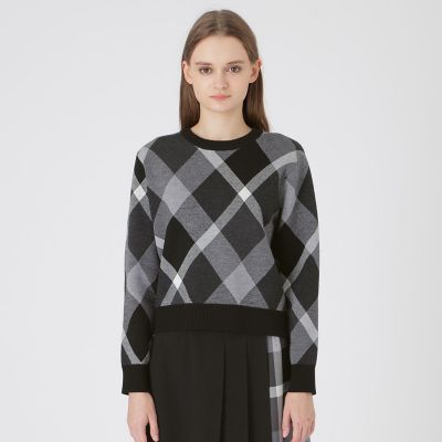 ＜BLUE LABEL CRESTBRIDGE (Women)＞クレストブリッジチェックウーリージャカードプルオーバー