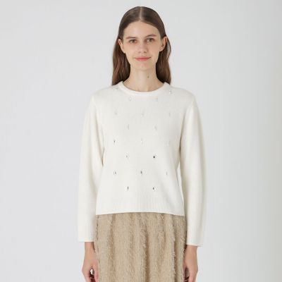 ＜BLUE LABEL CRESTBRIDGE (Women)＞ファインラムズウールビジューニット