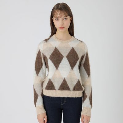 ヘアリーアーガイルニット | BLUE LABEL CRESTBRIDGE (Women)/ブルー