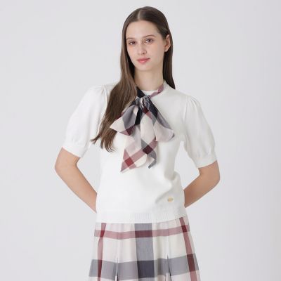 ＜BLUE LABEL CRESTBRIDGE (Women)＞アセテートコットンニットリボンプルオーバー