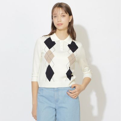 ＜BLUE LABEL CRESTBRIDGE (Women)＞【ＷＥＢ限定】コットンブレンドアーガイルニット