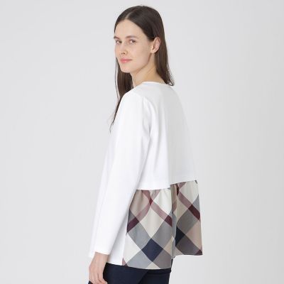 ＜BLUE LABEL CRESTBRIDGE (Women)＞シルケットスムースバックチェックロングスリーブＴシャツ