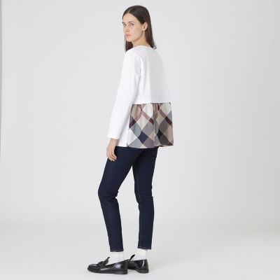 シルケットスムースバックチェックロングスリーブTシャツ | BLUE