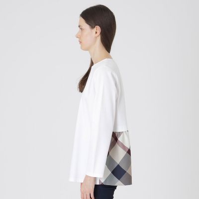 シルケットスムースバックチェックロングスリーブTシャツ | BLUE