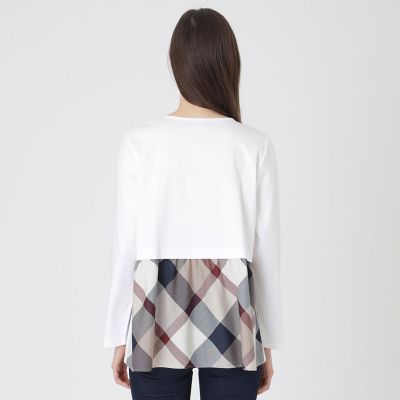 シルケットスムースバックチェックロングスリーブTシャツ | BLUE