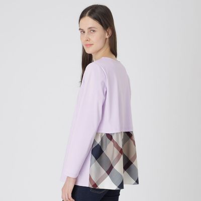 シルケットスムースバックチェックロングスリーブTシャツ | BLUE