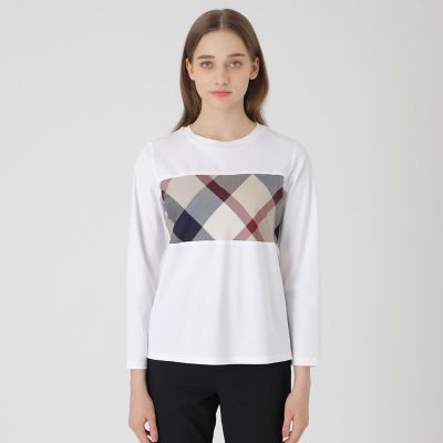 ＜BLUE LABEL CRESTBRIDGE (Women)＞コットンシルケットスムースロングＴシャツ