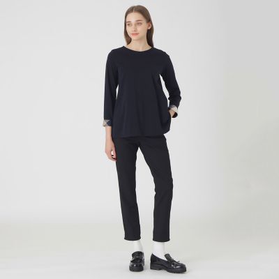 ブルーレーベル　コットンシルケットスムースプルオーバーブラックサイズ38 コットンシルケットスムースAライントップス | BLUE LABEL