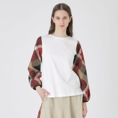 ＜BLUE LABEL CRESTBRIDGE (Women)＞チェックスリーブプルオーバー