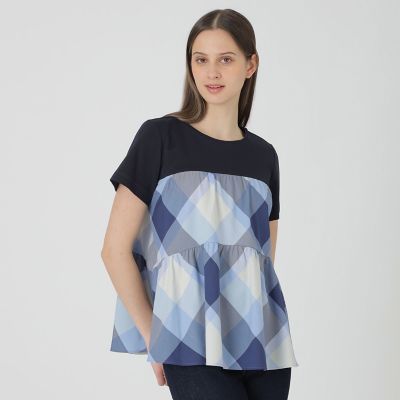＜BLUE LABEL CRESTBRIDGE (Women)＞クレストブリッジチェックティアードコンビＴシャツ
