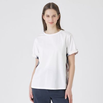＜BLUE LABEL CRESTBRIDGE (Women)＞プレーティング天竺サイドチェックＴシャツ