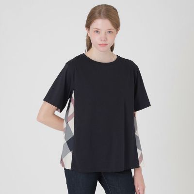 プレーティングシルケット天竺サイドチェックTシャツ | BLUE LABEL