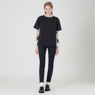 プレーティングシルケット天竺サイドチェックTシャツ | BLUE LABEL