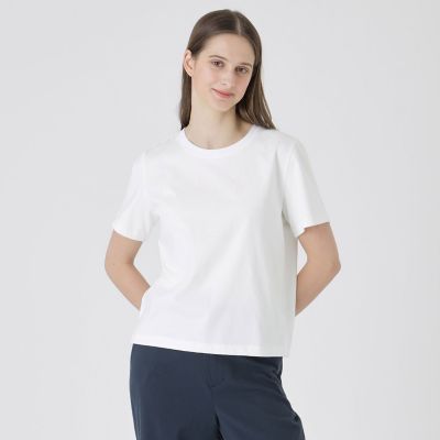 ＜BLUE LABEL CRESTBRIDGE (Women)＞【ＵＶカット】【接触冷感】【防透け】プレーティングシルケット天竺グラフィックロゴＴシャツ